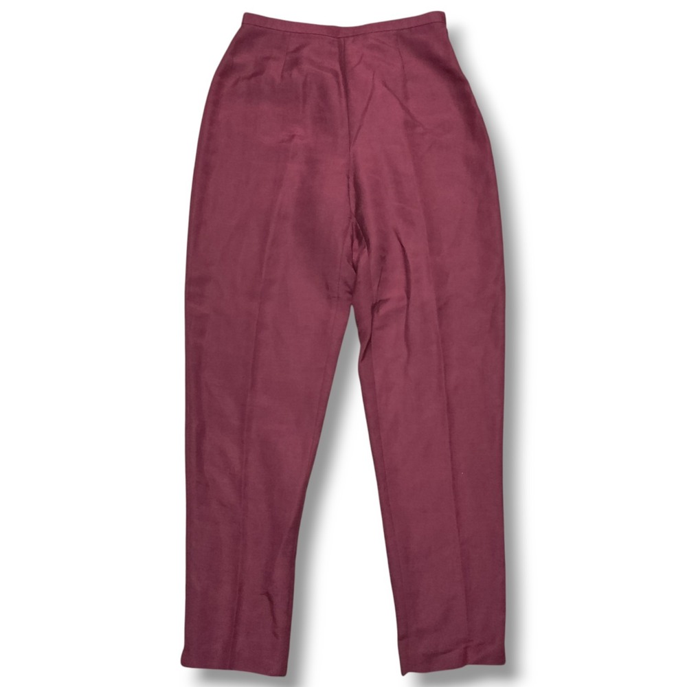 Mixit Linen Blend Pants Womens 10 Wine Ruby Wide Zip Side Button Y2K Vintage
